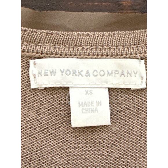 NEWYORK&CO Y2K Streetwear Fall Office Cocktail Faux 2pc Silk Shirt w Cardigan XS - Picture 12 of 16